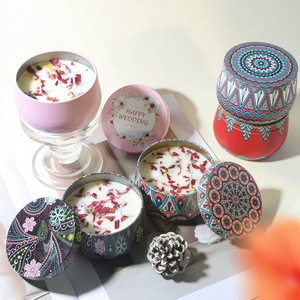Velas enlatadas Presentes Perfumados 8oz Plant Based Round Cera De Soja Perfumadas Flores Secas Aromaterapia Flor Seca Fragrância Óleos Vela - Product Image 2