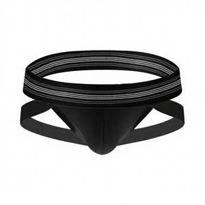 Ropa Interior Masculina, Jockstrap de Algodón Negro con Cintura Elástica a Rayas de 3.2cm, Tanga Sexy con Diseño de Oso, Jockstraps Grises para Hombre, Calzoncillos y Bóxers - Product Image 1