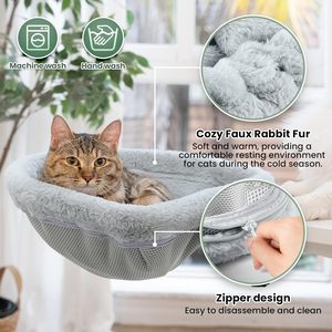 Lit de bureau pliable pour chat en fausse fourrure de lapin douce, adapté à diverses surfaces de <span class=keywords><strong>travail</strong></span> - Product Image 2