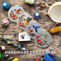 Paket Bahan DIY Sulaman Tangan Asli, Bordir Silang, Motif Kartun Tanaman, Burung Kolibri, Bunga, Perlengkapan Kain Buatan Tangan untuk Kembali ke Sekolah, LuYi