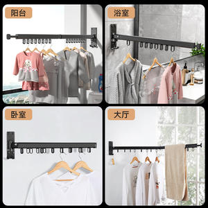 Séchoir à linge mural Gao Wenhai à double barre, type coulissant, gain de place, organisateur de vêtements, forme rectangulaire - Product Image 4