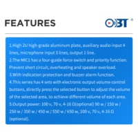 Système de musique PA OBT-6154 Mélangeur 4 zones 150W avec amplificateur PA haute puissance USB/SD