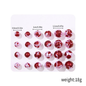 Christmas Horror Bloodstained Stud <b>Earrings</b> Imitation Pearl <b>Red</b> Paint Party Jewelry 12 Pairs - Product Image 5