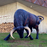 Escultura de Toro de Fibra de Vidrio de Tamaño Real para Decoración Exterior Personalizada, Escultura de Vaca de Fibra de Vidrio Personalizada para Wall Street