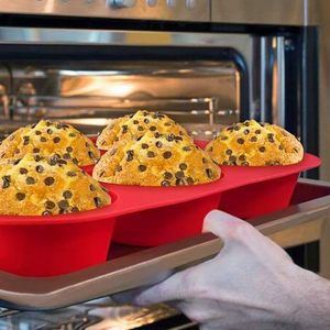 2 teglie per Muffin in Silicone rosso 6 porzioni di forni rotondi antiaderenti 27.7x16.5x3cm per la cottura di dolci torte gelato al cioccolato - Product Image 3