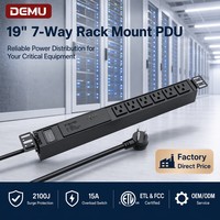 PDU DEMU de 19 Pulgadas para Montaje en Rack 1UT, 7 Tomas de Corriente Estadounidenses con Protector Contra Sobretensiones de 2100J, Filtro EMI/RFI, 15A 125V