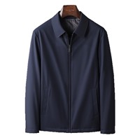 Blouson Bomber Décontracté à Col Rabattu pour Homme 2026 – Qualité Supérieure, Style Hiver Bleu Foncé, Fermeture Éclair, Idéal pour Hommes d'Âge Moyen