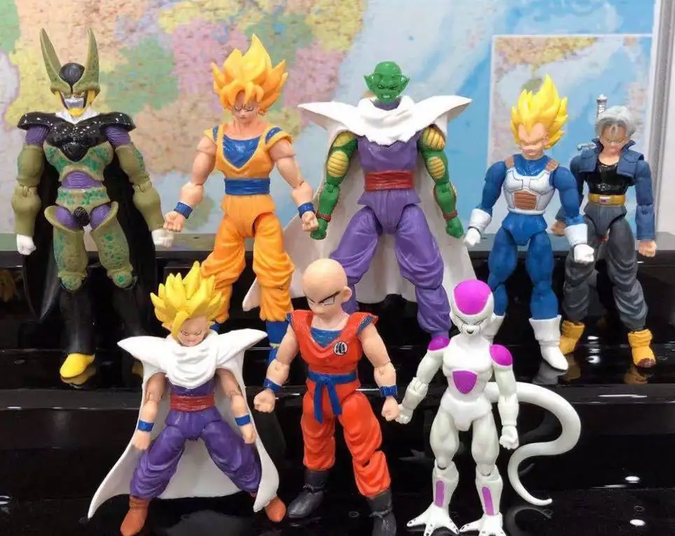 8 articulations mobiles dans le dessin animé japonais Saiyan Sun Wukong poupée 14 poupées faites à la main ornements version théâtre jouets