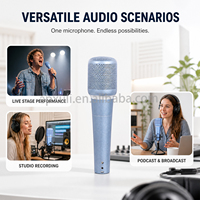 Microphone dynamique portable LN-18 bleu clair 580 ohms cardioïde pour chant avec câble XLRM de 3 m pour la scène et le karaoké