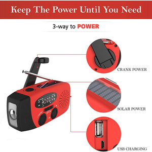 Đèn pin năng lượng mặt trời Kongbo, tích hợp radio AM/FM, đèn <span class=keywords><strong>LED</strong></span> sáng, sạc tay quay, di động, dùng trong trường hợp khẩn cấp, tích hợp sạc USB - Product Image 6