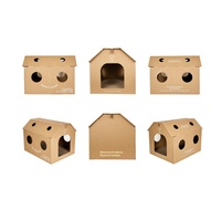 Maison pour chat ondulée style simplicité approuvé, abri fermé pour chaton, lit griffoir multifonctionnel toutes saisons, fournitures pour animaux de compagnie