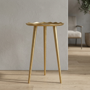 Table basse ronde moderne avec base texturée dorée et plateau noir pour le salon - Product Image 6