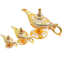 Lampe à Souhaits Aladdin de Style Européen Vintage en Alliage, Décoration Artisanale pour Cadeau, Matériel en Laiton, Lampe Magique Aladdin, Brûleur d'Encens de Couleur