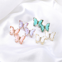 Boucles d'oreilles clous papillon HOVANCI INS plaquées or véritable, couleur rose brillante, en verre, avec cristaux transparents, pour filles, idée cadeau