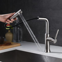 Robinet de cuisine moderne à tirette monté en acier inoxydable brossé à prix réduit