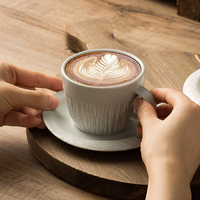 Ensemble cadeau tasse à café et soucoupe en céramique à texture pierre créative, style rétro, pour couple, pour le thé de l'après-midi à la maison, en stock