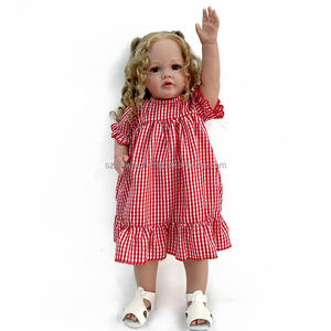 Riesige Baby größe verwurzelt blondes lockiges Haar Soft Touch Silikon Vinyl wieder geborene Baby puppen Realistisches neugeborenes Kleinkind Mädchen - Product Image 1