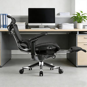 Chaise de bureau ergonomique contemporaine de luxe en maille, appui-tête réglable, base chromée, rotation pivotante, accoudoirs réglables en forme de U - Product Image 6