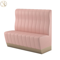 Canapé de restaurant moderne en rose Cabine en cuir Ensemble de meubles table et chaises de café Cabine de restaurant Tables à pieds en métal inoxydable doré