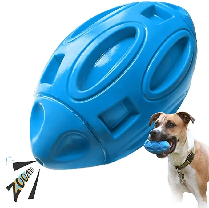 Squeaky Dog Toys for Aggressive Chewers: Rubber Puppy Chew Ball with Squeaker Pet Interactive Squeaky Football