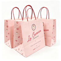 Sac en papier kraft personnalisé écologique avec poignée torsadée pour emporter, emballage pour la restauration rapide, gâteaux au fromage, tiramisu, sac de transport pour restaurant