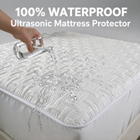Protège-matelas imperméable à ultrasons, drap-housse en polyester respirant pour lit King, Queen, Full, Twin