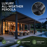 Pergola en aluminium à lames orientables, motorisée, écologique, avec revêtement en poudre, anti-rongeurs, pour jardin, pavillon, gazebo, balcon