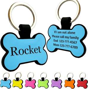 Collier gonflable en silicone et acier inoxydable avec <span class=keywords><strong>code</strong></span> QR imprimé en forme d'os pour chien et chat personnalisable - Product Image 1