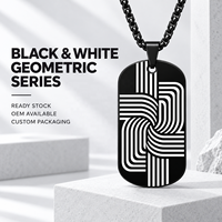 Collier pendentif personnalisé en acier inoxydable noir, gravure laser, illustration imprimée pour bijoux promotionnels en gros