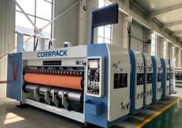 Machine automatique industrielle de fabrication de boîtes en carton ondulé avec impression flexographique 3, 4 ou 5 couleurs, découpe et rainurage