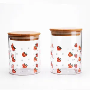 Chinese Factory Kitchen Use 500ml Airtight Clear Glass Storage Jars Canister With Bamboo Lids