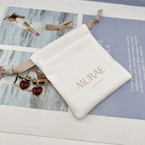 Custom Logo Printed Recyclable Jewelry Gift Canvas Pouch Cotton <b>Drawstring</b> Dust Bag for Rings <b>Bracelets</b> Earrings Glasses Watch - Product Image 3