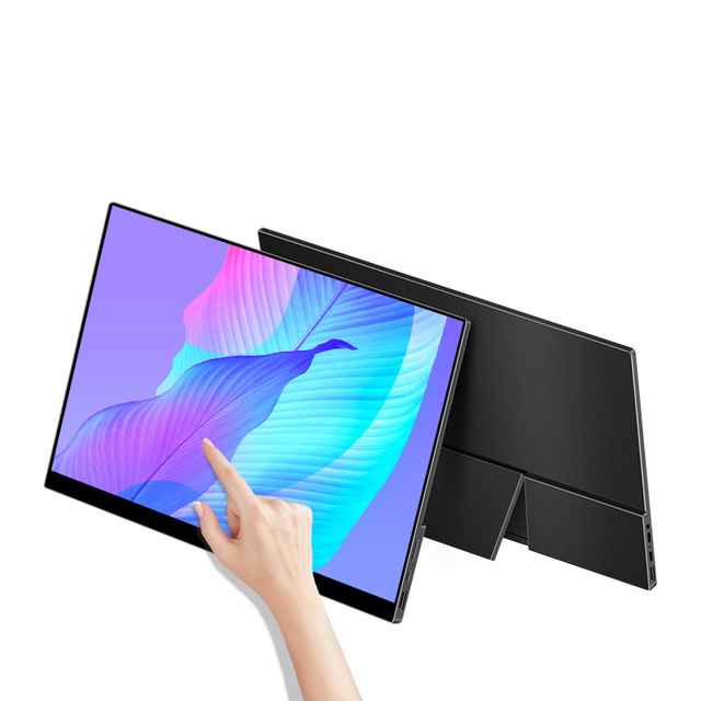 15.6 Inch LED Portable Monitor IPS 1080P Touch Control Type-C Power-Free Built-in Battery Eye Protection Remote Work for Gaming