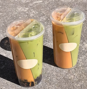 Gobelet à thé au lait jetable à double saveur en gros, découvrez deux saveurs de thé au lait avec couvercle anti-fuite et double couvercle - Product Image 2