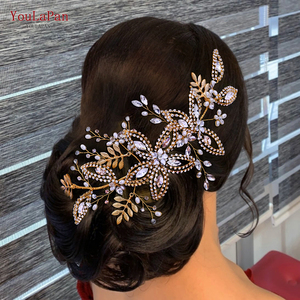 YouLaPan - Accesorios para el Cabello de Mujer Hechos a Mano, Exquisitos, Lujosos y Brillantes, Decorados con Diamantes de Imitación, para Novias, <span class=keywords><strong>HP305</strong></span> - Product Image 2