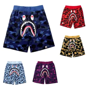 Men's oversized plus size beach basketball shorts Sports fitness boxing new 2024 digital printed shark head camouflage shorts