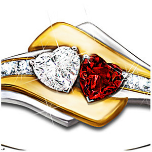 Two Tone Engraved Double Heart <b>Ring</b> European Style Women <b>Ring</b> Romantic Birthday Valentine Gift <b>For</b> <b>Girlfriend</b> Jewelry - Product Image 2