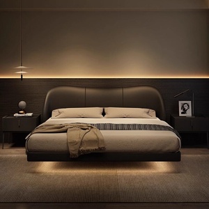 <span class=keywords><strong>Cama</strong></span> Flotante de Cuero Genuino de Estilo Italiano Minimalista Moderno y de Lujo Ligero, <span class=keywords><strong>Cama</strong></span> Matrimonial y de Tamaño Doble, <span class=keywords><strong>Cama</strong></span> de Boda de Lujo, Nuevo Diseño - Product Image 1
