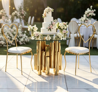 Muebles de Comedor de Lujo en Acero Inoxidable Dorado para Bodas