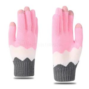 New Arrive Japan Korea Girls Style Cashmere Brushed Knitted Gloves Lady Jacquard Touch Screen Gloves Keep Warm Winter Gloves