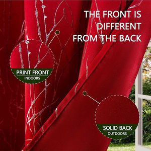 Hôtel de luxe maison rouge occultant fenêtre rideaux feuille impression Polyester tissu rideau de noël pour salon chambre - Product Image 3