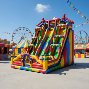 Château gonflable en vinyle PVC Fun City avec toboggan pour enfants, utilisation en extérieur dans le jardin - Product Image 1