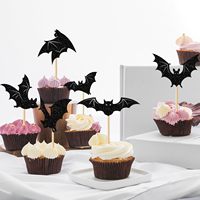 Fabrikpreis Schwarze Fledermaus Cupcake-Topper Halloween-Party-Dekoration Gruselige Kuchendekoration Fledermaus-Thema Geburtstagsdeko