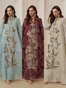 Abaya Eid para Mujer, Vestido Maxi hasta el Tobillo, Económico, Tul Bordado de Irak, Transpirable, Estampado, Tradicional Musulmán Islámico - Product Image 2