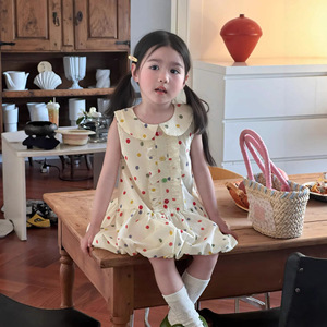 Nuovi Vestiti Estivi per Bambine 2026 in Stile Coreano, Abiti Freschi e Dolci con Pois Colorati, Senza Maniche, con Volant e Gonna a Balze - Product Image 4