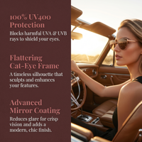 Lunettes de soleil œil-de-chat pour femmes, certifiées CE, protection UV400, monture métallique dorée brillante, verres électroplaqués rose-blanc clair