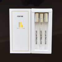 Caja de lujo personalizada para botella de perfume de vidrio de 10 ml, botella de perfume de muestra pequeña de 2 ml, 3 ml, 5 ml, 10 ml con tapa plateada y atomizador de rosca.