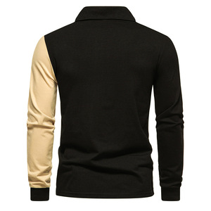 <span class=keywords><strong>Nuova</strong></span> T-shirt da Uomo a Maniche Lunghe con Colletto a Contrasto, T-shirt Casual di Marca alla Moda - Product Image 6
