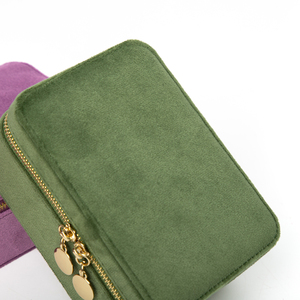 Zebo Portable Velvet Jewelry Box with Zipper Travel <b>Storage</b> Case for <b>Rings</b> Earrings Necklaces Custom Logo Available - Product Image 3