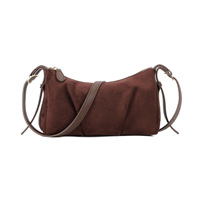 Nouveau Sac Bandoulière en Daim Été 2026 avec Fermeture Éclair, Design Froncé, Style Urbain Simple, Tendance Commuter